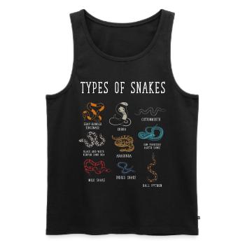 Schlangentypen, Schlange, Types of Snakes, Cobra - Männer Premium Bio Tank Top - Schwarz - Vorne - AI Model Male 178 light (178cm)