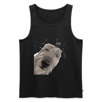 Curious Irish Wolfhound Dog - Men's Premium Organic Tank Top - black - Front - Michal (187cm)