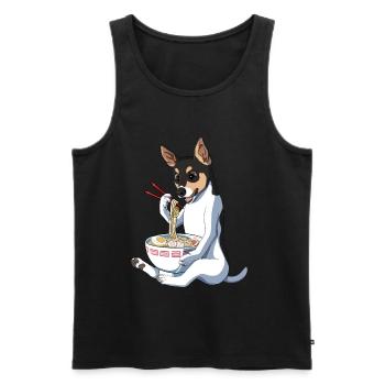 Japanischer Anime Rat Terrier Hund Ramen - Männer Premium Bio Tank Top - Schwarz - Vorne - AI Model Male 178 light (178cm)
