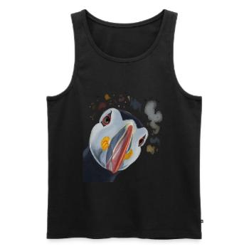 Curious Puffin - Men's Premium Organic Tank Top - black - Front - AI Model Male 178 light (178cm)