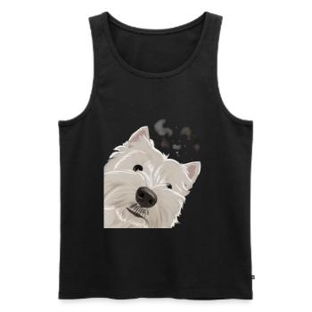 Neugieriger West Highland White Terrier Hund - Männer Premium Bio Tank Top - Schwarz - Vorne - Michal (187cm)