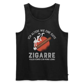 Ich altere wie eine gute Zigarre, Zigarren - Männer Premium Bio Tank Top - Schwarz - Vorne - AI Model Male 178 light (178cm)
