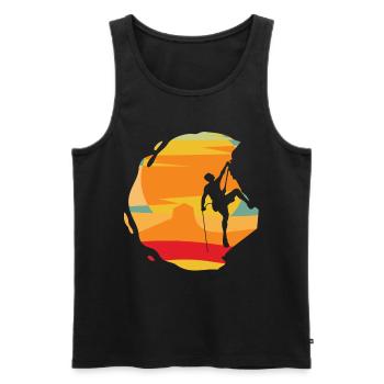 Rock Climbing Retro Bouldering Climber - Men's Premium Organic Tank Top - black - Front - AI Model Male 178 light (178cm)