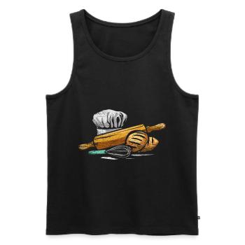 Boulangerie pâtisserie - Débardeur bio Premium Homme - noir - Devant - AI Model Male 178 light (178cm)
