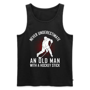 Hockey de hockey bâton de hockey de hockey bâton de hockey de hockey sur glace cadeau - Débardeur bio Premium Homme - noir - Devant - AI Model Male 178 light (178cm)