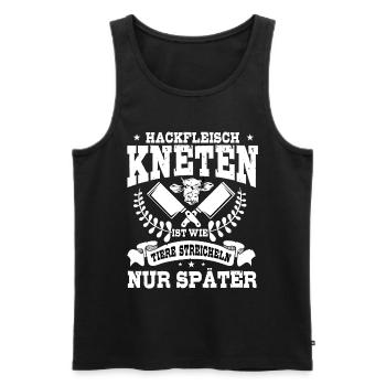 Fleischer Metzger Geschenk, BBQ, Hackfleisch - Männer Premium Bio Tank Top - Schwarz - Vorne - AI Model Male 178 light (178cm)