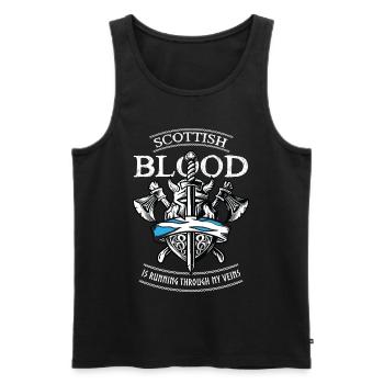 Scottish Blood Flows Through My Veins - Men's Premium Organic Tank Top - black - Front - AI Model Male 178 light (178cm)