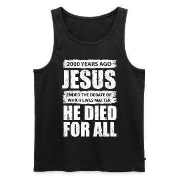 Jésus, leçon biblique, citation catholique - Débardeur bio Premium Homme - noir - Devant - AI Model Male 178 light (178cm)