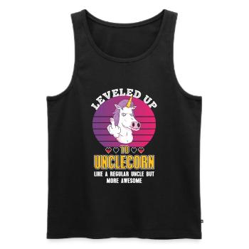 Leveled up to Uncle Gift for Uncle - Men's Premium Organic Tank Top - black - Front - Michal (187cm)