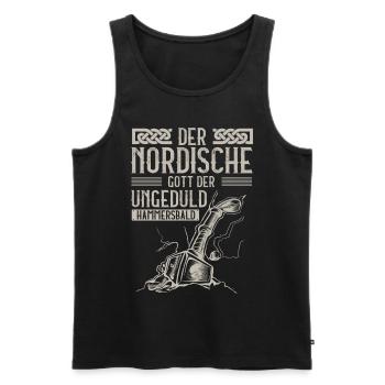 Wikinger, Nordische Gott der Ungeduld, Hammersbald - Männer Premium Bio Tank Top - Schwarz - Vorne - Michal (187cm)