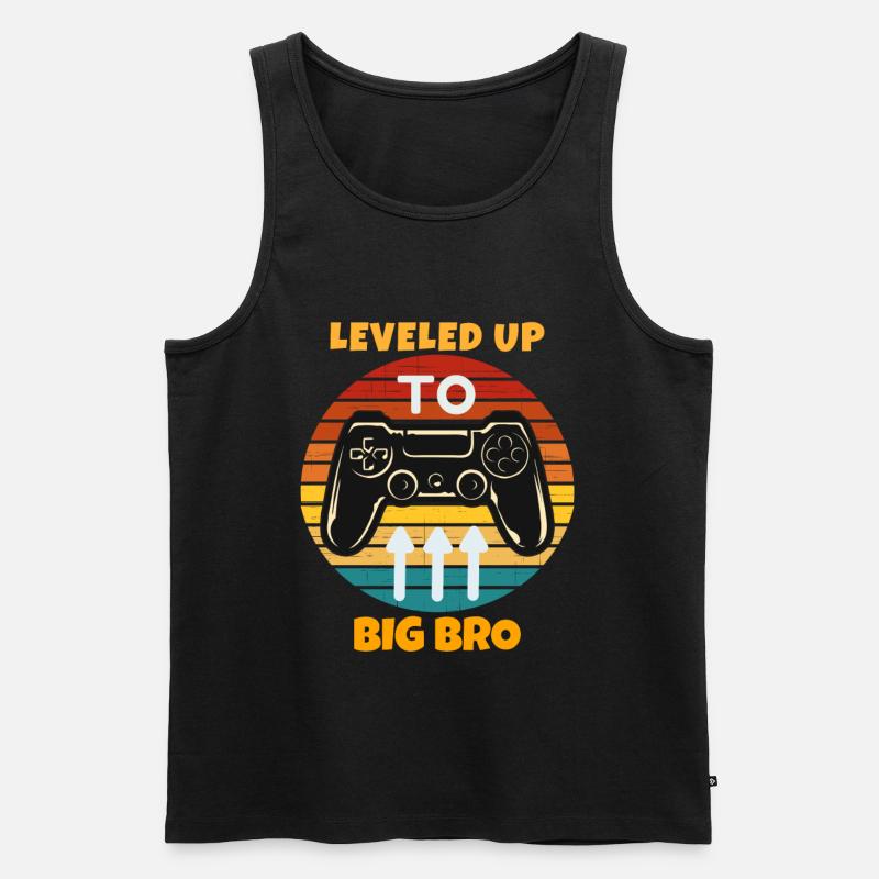Leveled Up To Big Bro - Männer Premium Bio Tank Top - Schwarz