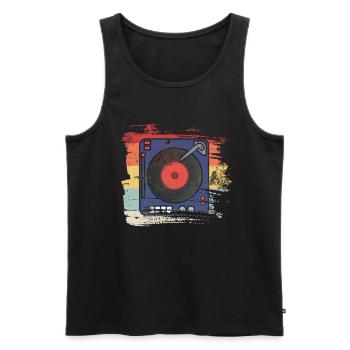 Retro 80er 90er Plattenspieler - Männer Premium Bio Tank Top - Schwarz - Vorne - AI Model Male 178 light (178cm)