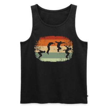 Parkour Vintage Parkour coureur d’obstacles - Débardeur bio Premium Homme - noir - Devant - AI Model Male 178 light (178cm)