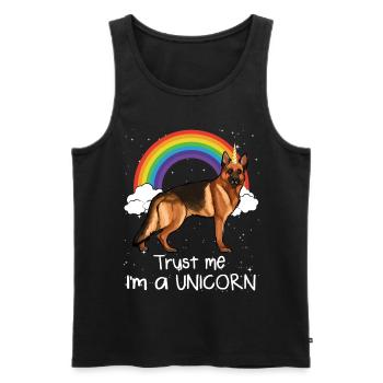 Rainbow Berger allemand Croyez-moi, je suis un chien licorne - Débardeur bio Premium Homme - noir - Devant - AI Model Male 178 light (178cm)