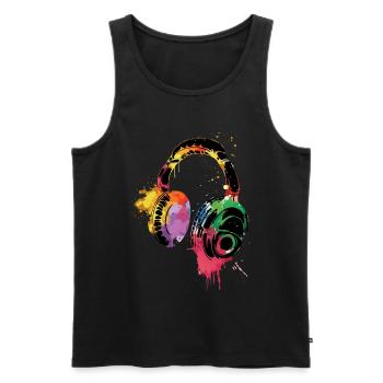 Musik-Kopfhörer, Musiker, Musik-Geschenk - Männer Premium Bio Tank Top - Schwarz - Vorne - AI Model Male 178 light (178cm)