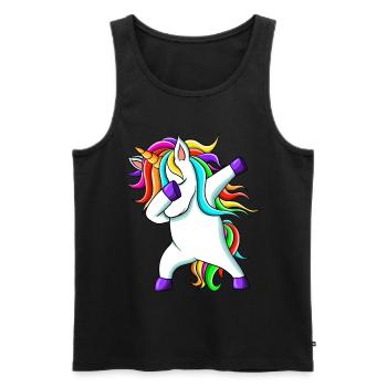 Lustige süße Regenbogen Dabbing Einhorn - Männer Premium Bio Tank Top - Schwarz - Vorne - AI Model Male 178 light (178cm)