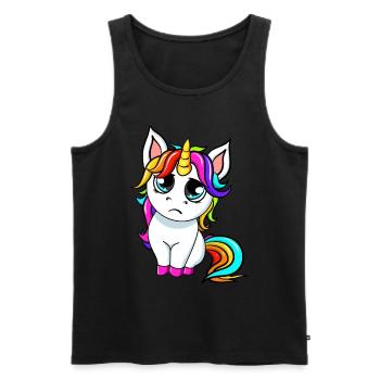 Petite licorne triste - Débardeur bio Premium Homme - noir - Devant - AI Model Male 178 light (178cm)