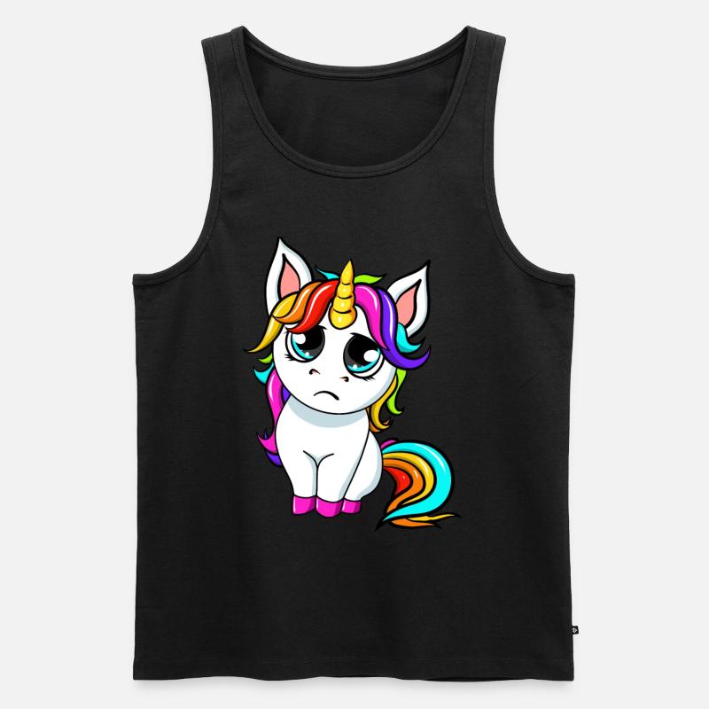 Little Sad Einhorn - Männer Premium Bio Tank Top - Schwarz