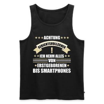 achtung gerichtsvollzieher lustig - Männer Premium Bio Tank Top - Schwarz - Vorne - Michal (187cm)