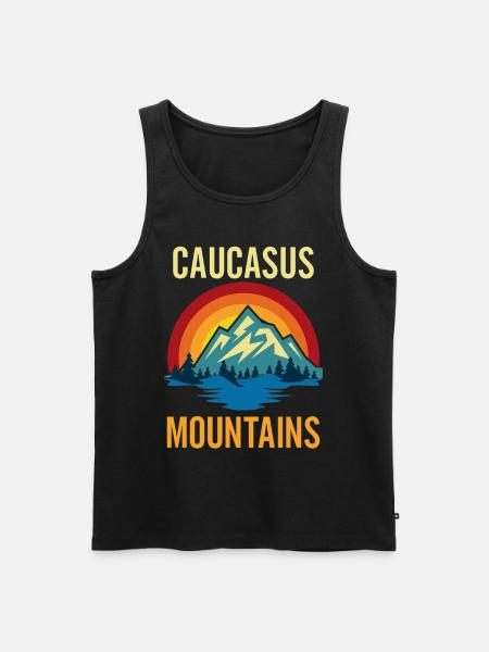 Caucasus Mountains Sunset - Men's Premium Organic Tank Top - black