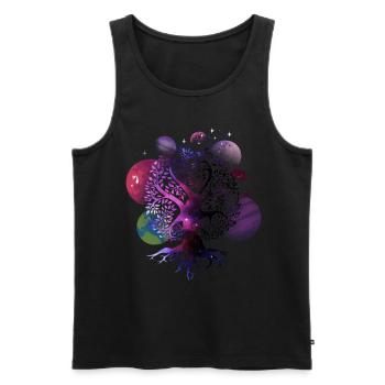 Tree of Life Galaxy, Planets, Solar System, - Men's Premium Organic Tank Top - black - Front - AI Model Male 178 light (178cm)