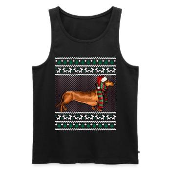 Noël Brown Dachshund Dog Santa Hat Ugly Christmas - Débardeur bio Premium Homme - noir - Devant - AI Model Male 178 light (178cm)