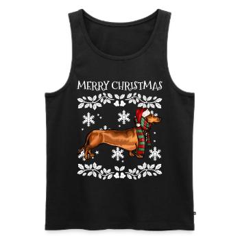Joyeux ornement de Noël Brown Dachshund Xmas Sant - Débardeur bio Premium Homme - noir - Devant - AI Model Male 178 light (178cm)