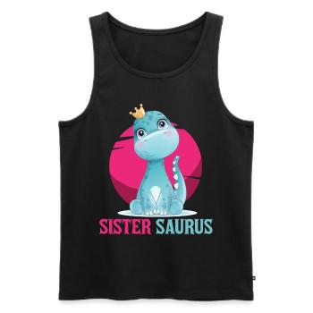 Sœur Saurus, dinosaure, Dino, soeur - Débardeur bio Premium Homme - noir - Devant - AI Model Male 178 light (178cm)