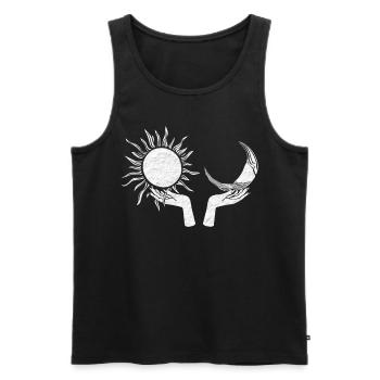 Yoga Ying Yang Mond und Sonne, Lebensbaum - Männer Premium Bio Tank Top - Schwarz - Vorne - Michal (187cm)