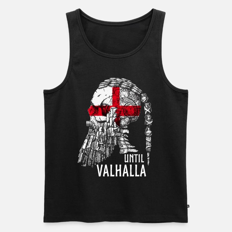 Bis Valhalla, Wikinger, Wikinger Englische Flagge - Männer Premium Bio Tank Top - Schwarz