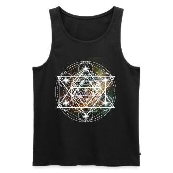 Metatron Cube Sacred Geometrie Spirituelles Yoga - Männer Premium Bio Tank Top - Schwarz - Vorne - AI Model Male 178 light (178cm)