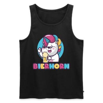Einhorn, Einhörner, Bier, Bierhorn - Männer Premium Bio Tank Top - Schwarz - Vorne - Michal (187cm)
