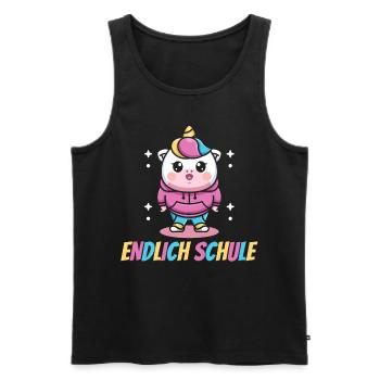 Einhorn, Endlich Schule, Einhörner - Männer Premium Bio Tank Top - Schwarz - Vorne - AI Model Male 178 light (178cm)