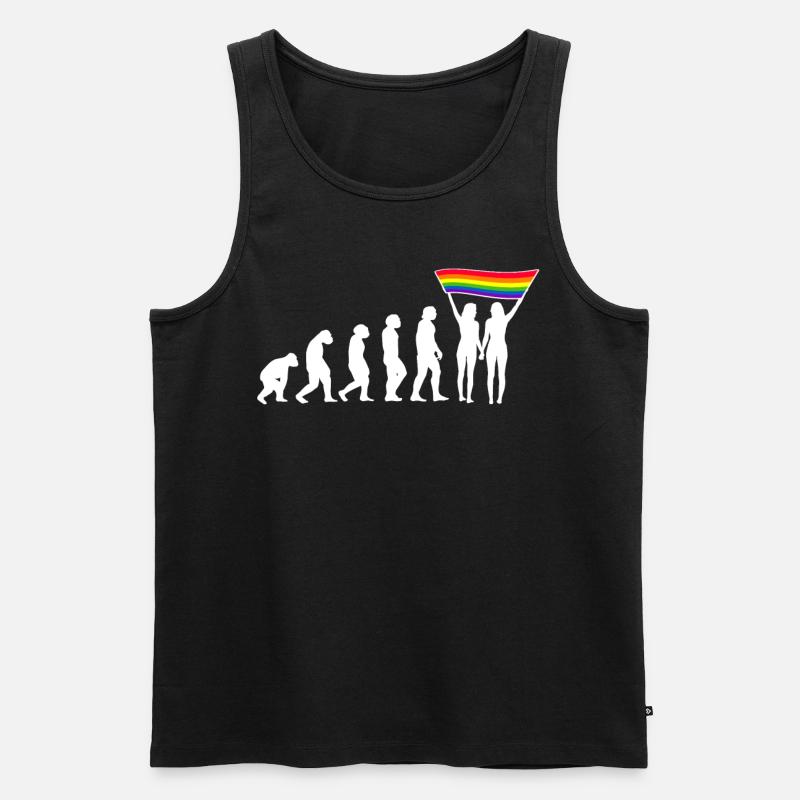 LGBTQ Evolution lesbienne pride lesbiennes drapeau - Débardeur bio Premium Homme - noir