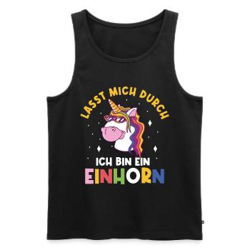Einhorn, Lasst mich durch ich bin ein Einhorn - Männer Premium Bio Tank Top - Schwarz - Vorne - Michal (187cm)