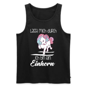 Einhorn, Lass mich durch ich bin ein Einhorn - Männer Premium Bio Tank Top - Schwarz - Vorne - Michal (187cm)