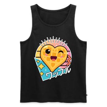 90s Retro Japanese Kawaii Anime Food Waffle - Männer Premium Bio Tank Top - Schwarz - Vorne - Michal (187cm)