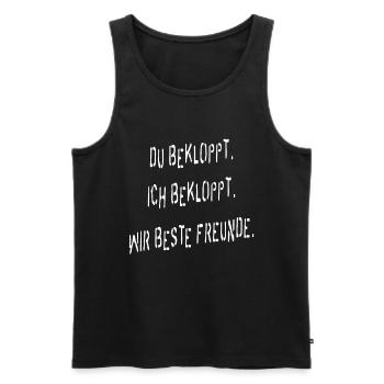 Du bekloppt. Ich bekloppt. Wir beste Freunde! - Männer Premium Bio Tank Top - Schwarz - Vorne - Michal (187cm)