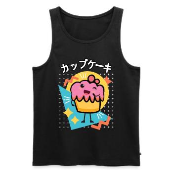 90s Retro Japanese Kawaii Anime Food Cupcake - Débardeur bio Premium Homme - noir - Devant - AI Model Male 178 light (178cm)