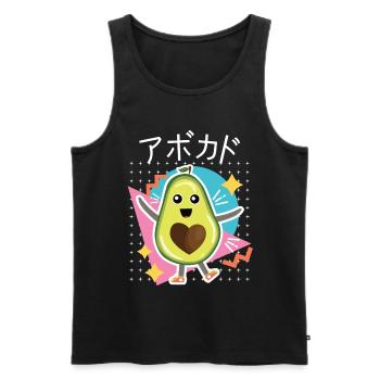 90s Retro Japanese Kawaii Anime Food Avocat - Débardeur bio Premium Homme - noir - Devant - AI Model Male 178 light (178cm)