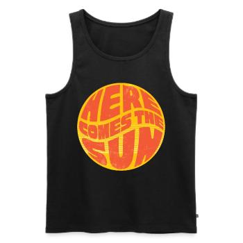 Here comes the sun, retro 70s - Men's Premium Organic Tank Top - black - Front - AI Model Male 178 light (178cm)
