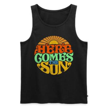 Here comes the sun, retro 70s - Men's Premium Organic Tank Top - black - Front - AI Model Male 178 light (178cm)