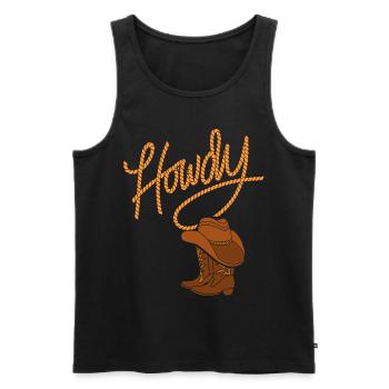Hallo Cowboy Western - Männer Premium Bio Tank Top - Schwarz - Vorne - Michal (187cm)