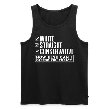 Does conservative know, insults you? - Men's Premium Organic Tank Top - black - Front - AI Model Male 178 light (178cm)