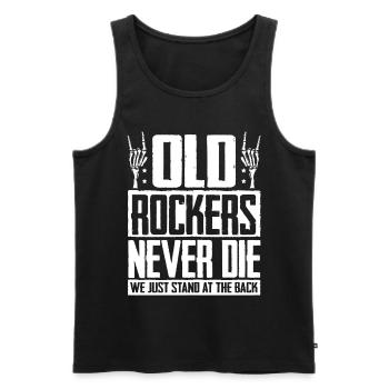 Old rockers never die, we just stand in the back - Men's Premium Organic Tank Top - black - Front - AI Model Male 178 light (178cm)
