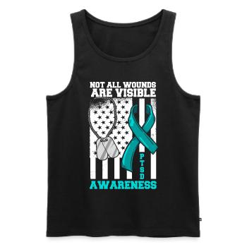 PTSD awareness that you are not alone - Men's Premium Organic Tank Top - black - Front - AI Model Male 178 light (178cm)