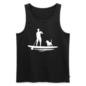 SUP STAND UP Paddle With Dog - Men's Premium Organic Tank Top - black - Front - Michal (187cm)