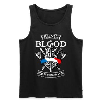French Blood Flows Through My Veins - Men's Premium Organic Tank Top - black - Front - AI Model Male 178 light (178cm)