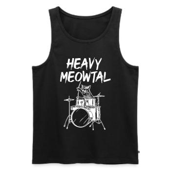 Heavy Meowtal Batteur Chat - Débardeur bio Premium Homme - noir - Devant - Michal (187cm)