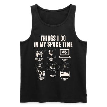Kühe, Dinge, Die Ich In Meiner Freizeit Mache - Männer Premium Bio Tank Top - Schwarz - Vorne - Michal (187cm)